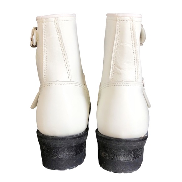 Vintage Skechers Boots Womens Size 6 White Leather Bootie Oil Resistant EUC - Picture 5 of 9